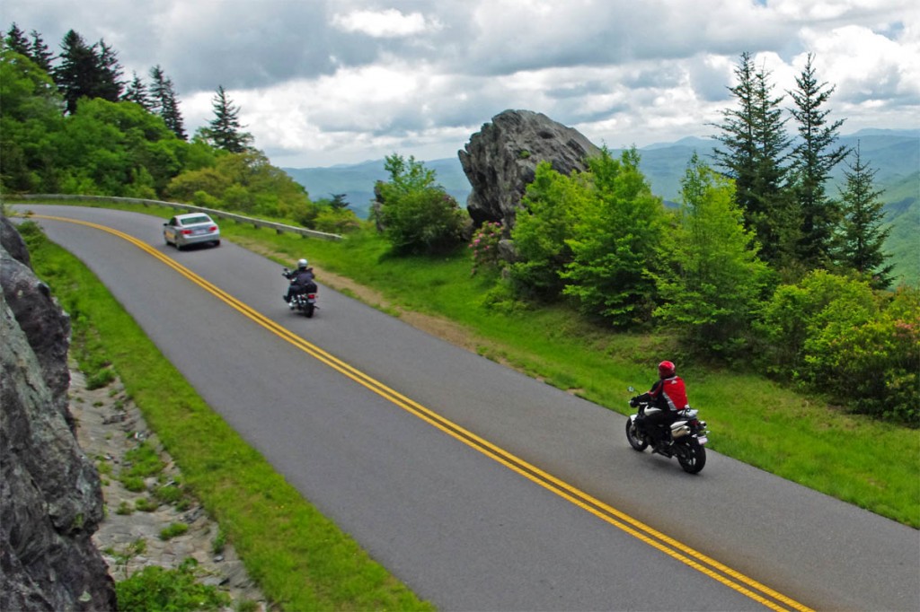 Motorcycle Riding on the Blue Ridge Parkway - Safety Tips - Courteous Passing and Signal your intentions - There are lots of overlooks through the most scenic sections. Use your signal lights to communicate to the driver ahead.