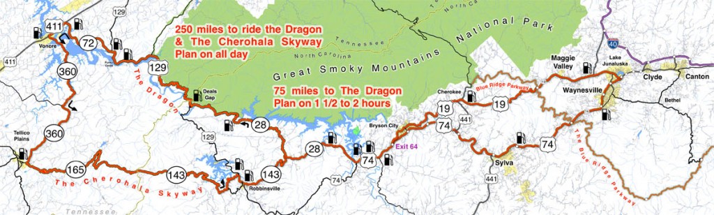 Blue Ridge Parkway to Tail of the Dragon Map