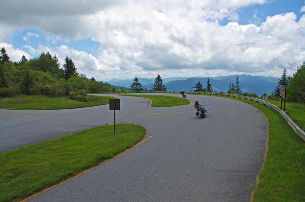 Best Blue Ridge Parkway Overlooks by Motorcycle - Waterrock Knob  - the turn 