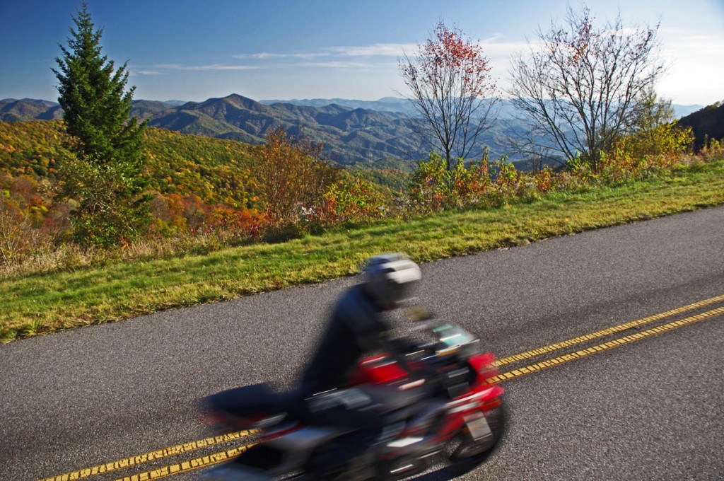 Blue Ridge Parkway Motorcycle - Fall leaf color