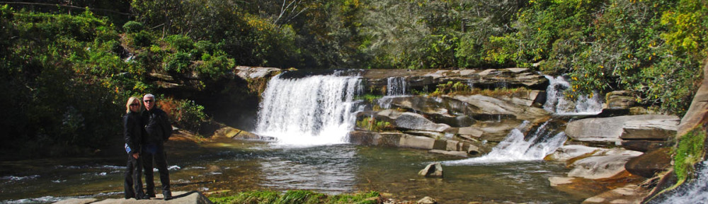 Roadside waterfalls abound for the motorcycle rider