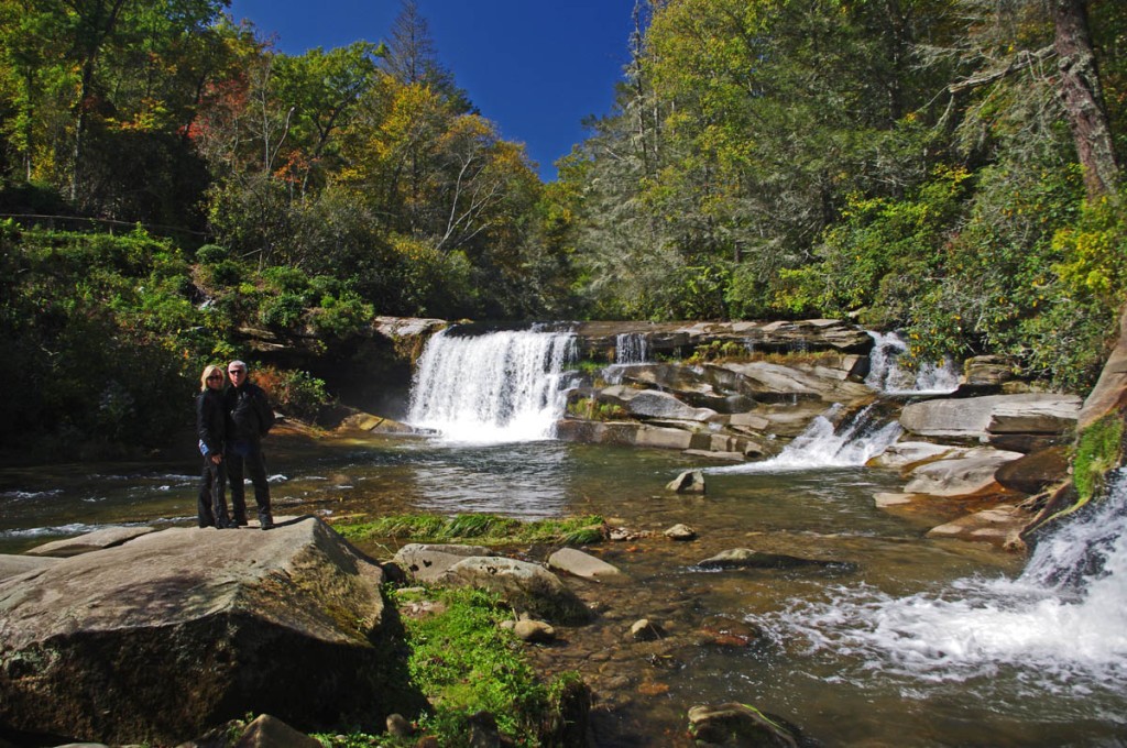 Roadside waterfalls abound for the motorcycle rider