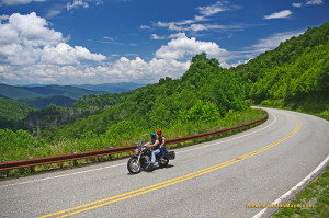 Enjoying a summer motorcycle ride on the Cherohala Skyway