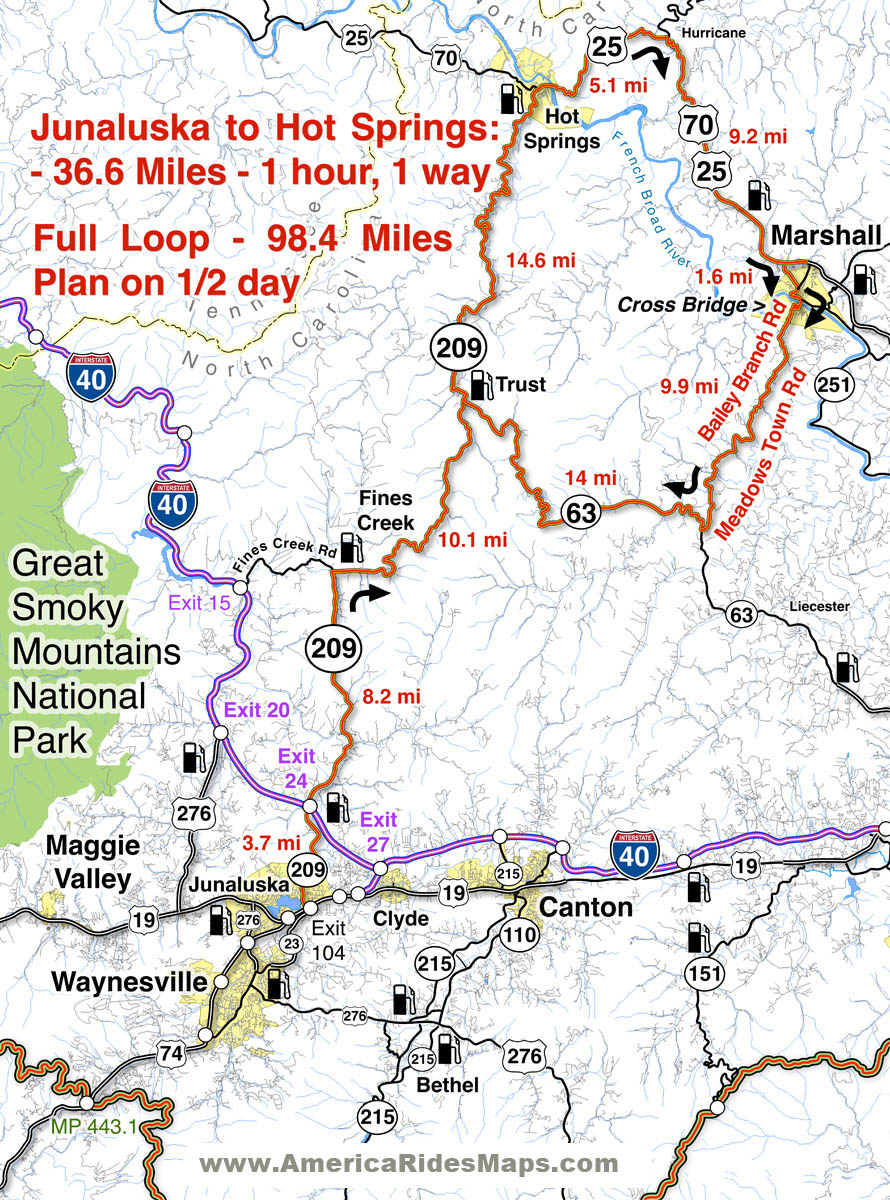 Great Motorcycle Rides North Carolina – The Rattler Motorcycle Map ...