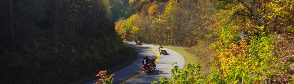 Blue Ridge Parkway Motorcycle - Fall leaf color;