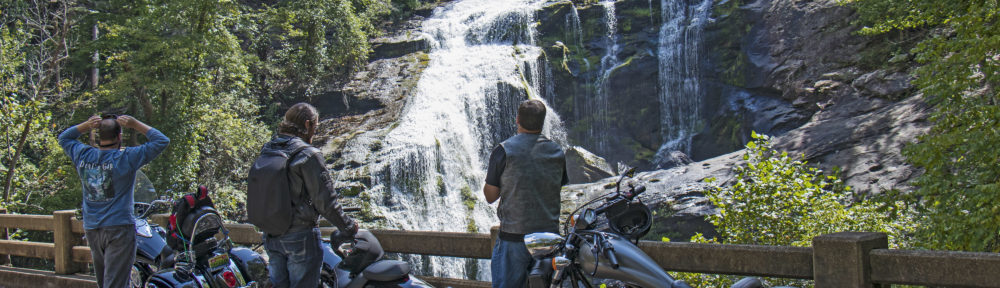 Motorcycles at Bald River Falls