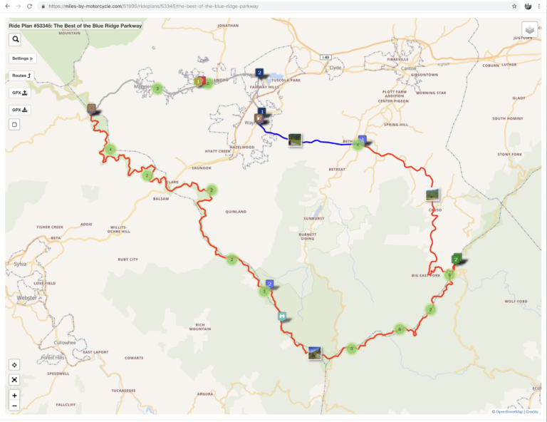 Blue Ridge Motorcycle Map Blue Ridge Parkway - Smoky Mountain Motorcycle Rider